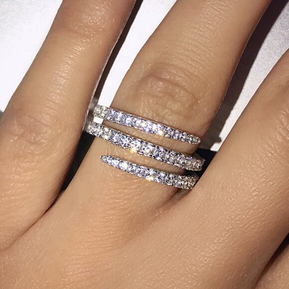 💞Fever Macro Pave Beautiful Thin Stackable Rings for Women, MARR9197 - Picture 2 of 6